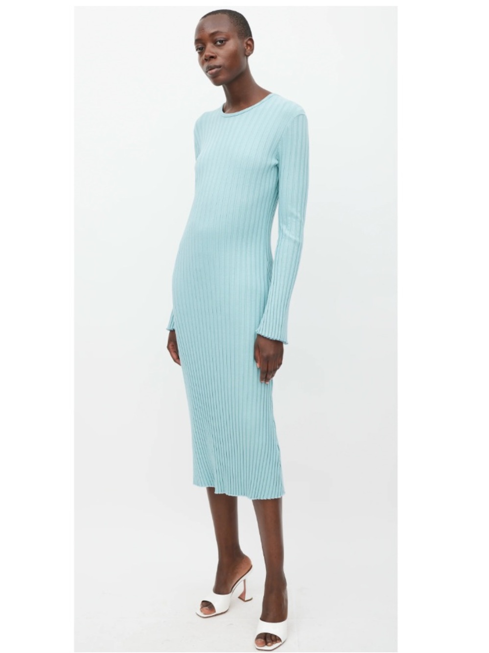 NWT Simon Miller Wells Stretchy Ribbed Knit Midi Dress Minimalist Blue Small